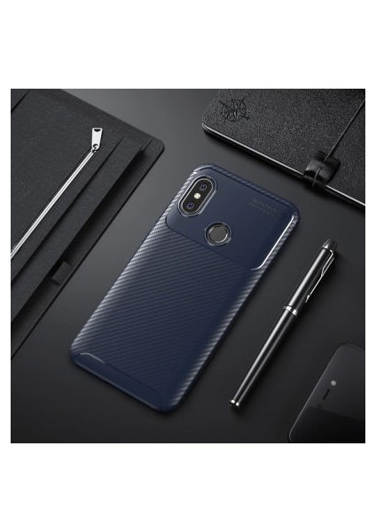 Redmi Note 6 Pro Kılıf Karbon Desenli Esnek Yüksek Kaliteli Meteryalden Üretilmiş Silikon Kapak Ryc/negro
