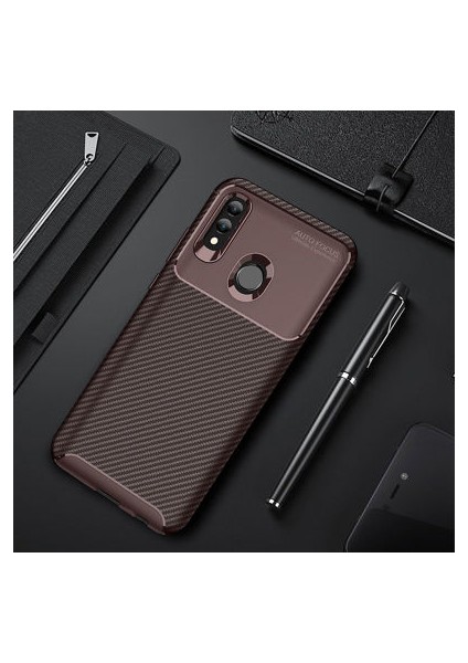 Huawei P Smart 2019 Kılıf Karbon Desenli Esnek Yüksek Kaliteli Meteryalden Üretilmiş Silikon Kapak Ryc/negro