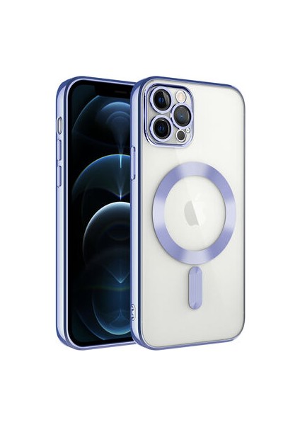 iPhone 11 Pro Max Kılıf M-Safe Destekli ve Kenarları Parlak Arkası Şeffaf Şık Silikon Kapak Royal Case/demre