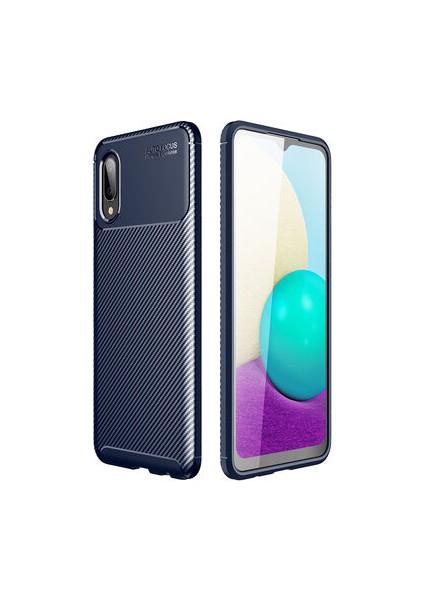 Samsung Galaxy A02 Kılıf Karbon Desenli Esnek Yüksek Kaliteli Meteryalden Üretilmiş Silikon Kapak Ryc/negro