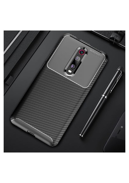 Xiaomi Mi 9t Kılıf Karbon Desenli Esnek Yüksek Kaliteli Meteryalden Üretilmiş Silikon Kapak Ryc/negro