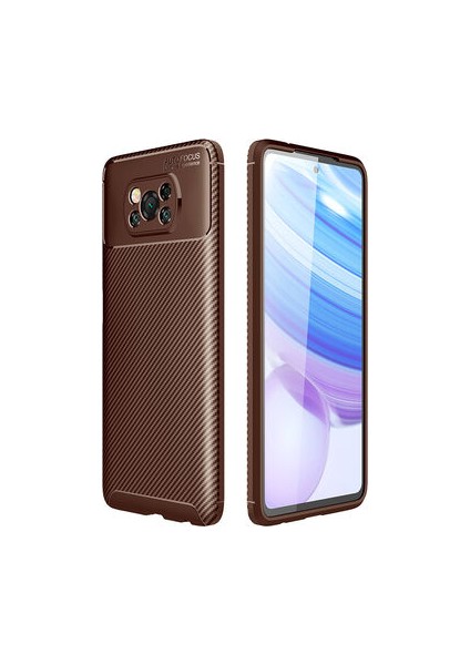 Poco X3 Kılıf Karbon Desenli Esnek Yüksek Kaliteli Meteryalden Üretilmiş Silikon Kapak Ryc/negro