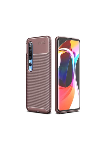 Xiaomi Mi 10 Kılıf Karbon Desenli Esnek Yüksek Kaliteli Meteryalden Üretilmiş Silikon Kapak Ryc/negro