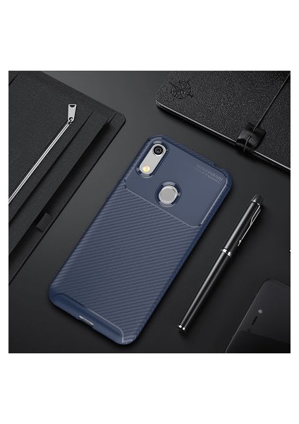 Honor 8A Kılıf Karbon Desenli Esnek Yüksek Kaliteli Meteryalden Üretilmiş Silikon Kapak Ryc/negro