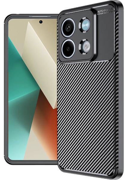 Redmi Note 13 5g Kılıf Karbon Desenli Esnek Yüksek Kaliteli Meteryalden Üretilmiş Silikon Kapak Ryc/negro