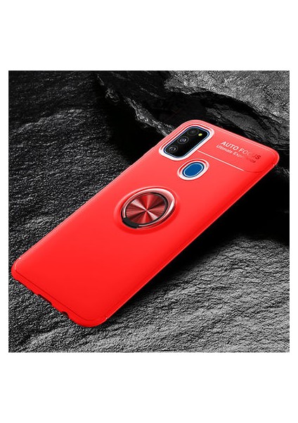 Samsung Galaxy M30S Kılıf Yüzüğü Stant ve Araç Tutucu Olabilen Şık Esnek Premium Silikon Kapak Ryc/ravel