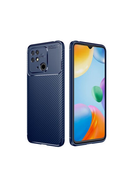 Redmi 10C Kılıf Karbon Desenli Esnek Yüksek Kaliteli Meteryalden Üretilmiş Silikon Kapak Ryc/negro