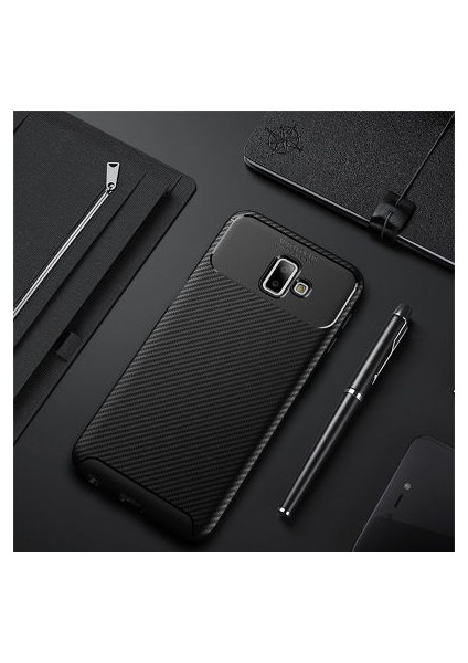 Samsung Galaxy J6 Plus Kılıf Karbon Desenli Esnek Yüksek Kaliteli Meteryalden Üretilmiş Silikon Kapak Ryc/negro