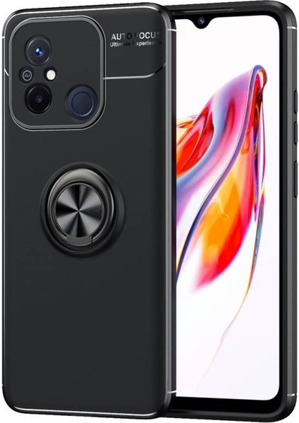 Redmi 12C Kılıf Yüzüğü Stant ve Araç Tutucu Olabilen Şık Esnek Premium Silikon Kapak Ryc/ravel