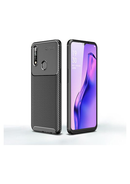 Oppo A31 Kılıf Karbon Desenli Esnek Yüksek Kaliteli Meteryalden Üretilmiş Silikon Kapak Ryc/negro