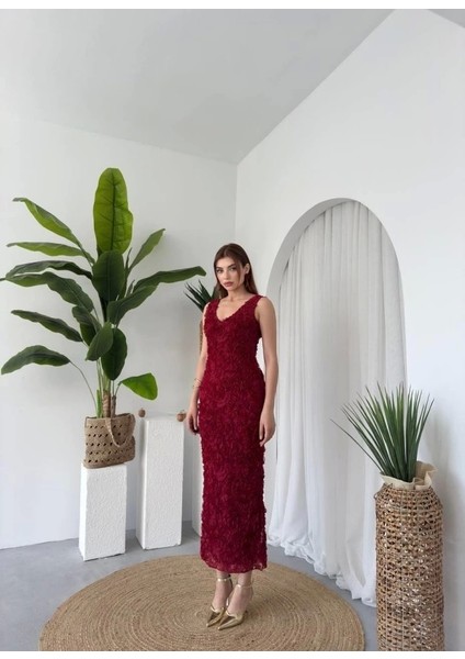 Kren Gül Detaylı Elbise