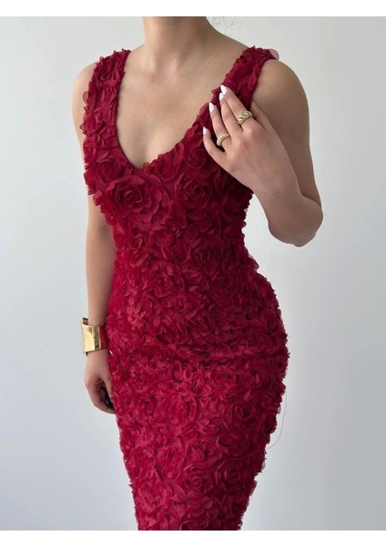 Kren Gül Detaylı Elbise