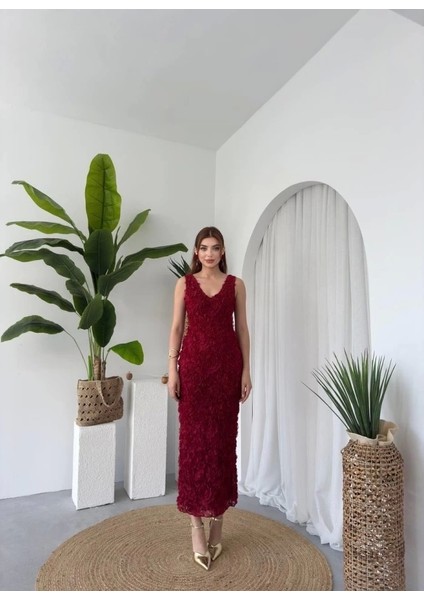 Kren Gül Detaylı Elbise