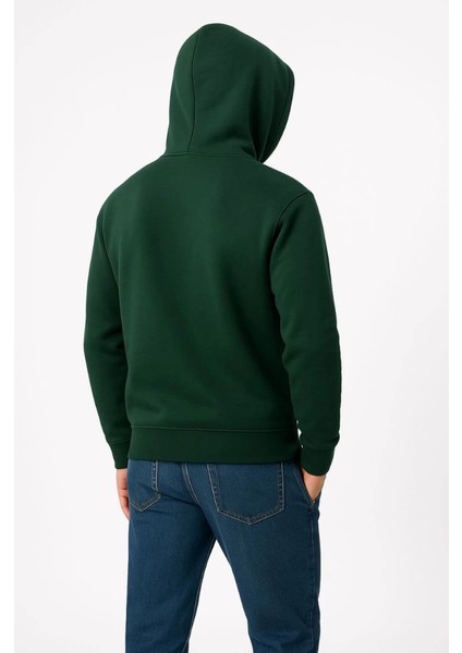 Erkek Üç Iplik Kapüşonlu Kanguru Cepli Sweatshirt Hoodie - Haki fiyatları