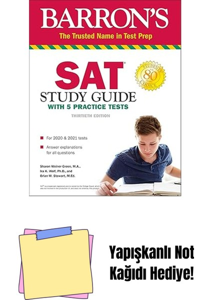 Sat Study Guide With 5 Practice Tests + Yapışkanlı Not Kağıdı