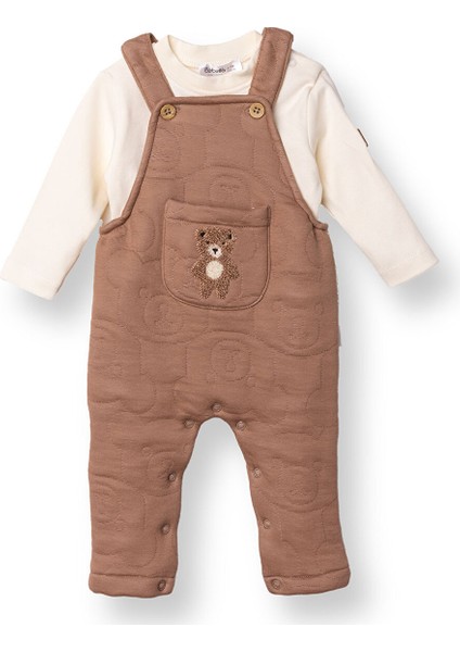 Erkek Bebek Yenidoğan Salopet-Sweatshirt Kapitone Örme Bebe Yaka Uzun Kol Patiksiz Paça