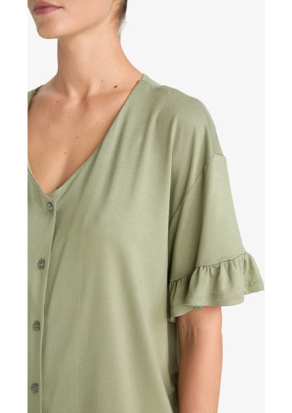 Pijama Takımı Regular Fit Kısa Kollu Üst Uzun Alt-Fall in Love F7559AX25AU indirimleri