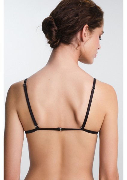 Siyah Tiara Mini Taşlı Balensiz Dolgusuz Üçgen Sütyen fiyatları