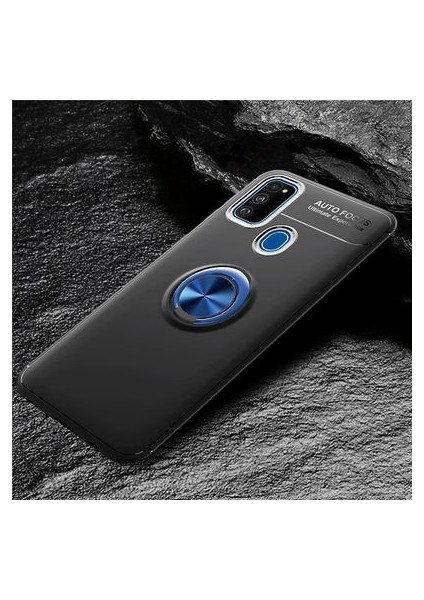 Samsung Galaxy M30S Kılıf Yüzüğü Stant ve Araç Tutucu Olabilen Şık Esnek Premium Silikon Kapak Ryc/ravel