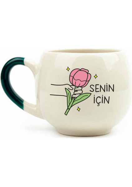 Senin Için Krem Parlak Balon Kupa - Hediye Seramik Kupa