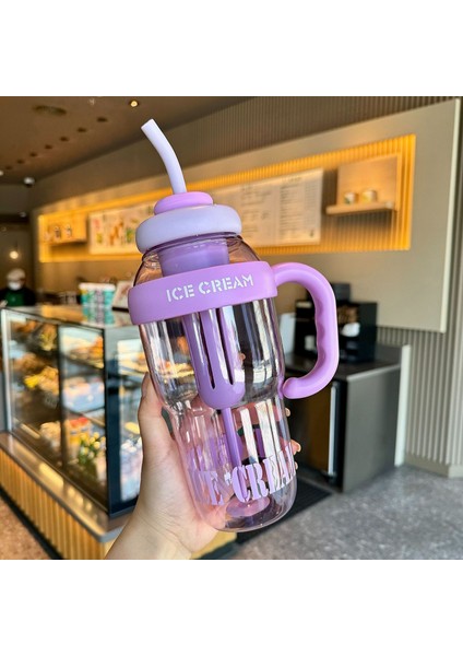 Spor Salonu Dış Mekan Aktiviteleri Için 1200 ml Pipetli Çay Süzgeci Pp+Silikon Şişeli Su Şişeleri (Fda Yok, Bpa Içermez)-Mor (Yurt Dışından)