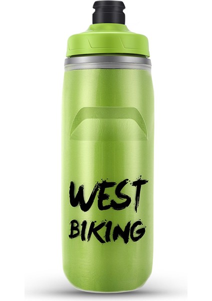 West Bıkıng YP0721047 Yalıtımlı Pp+Silikon Sıkmalı Su Şişesi Bisiklet Içme Bardağı (Bpa Içermez, Fda Sertifikalı Değildir)-Yeşil (Yurt Dışından)