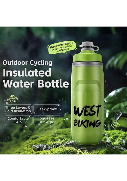 West Bıkıng YP0721047 Yalıtımlı Pp+Silikon Sıkmalı Su Şişesi Bisiklet Içme Bardağı (Bpa Içermez, Fda Sertifikalı Değildir)-Yeşil (Yurt Dışından) fiyatları
