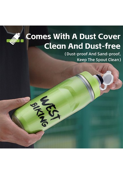 West Bıkıng YP0721047 Yalıtımlı Pp+Silikon Sıkmalı Su Şişesi Bisiklet Içme Bardağı (Bpa Içermez, Fda Sertifikalı Değildir)-Yeşil (Yurt Dışından) modelleri