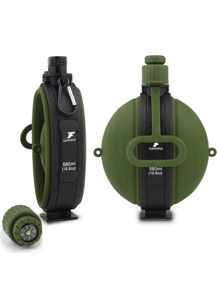 Pusulalı 580 ml Katlanabilir Silikon Su Şişesi (Fda Yok, Bpa Içermez)-Ordu Yeşili (Yurt Dışından) fiyatları