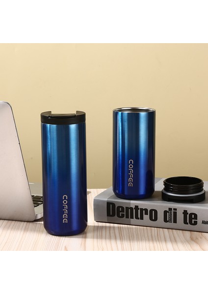 500 ml 304 Paslanmaz Çelik Yalıtımlı Bardak Araba Ofis Okul Su Şişesi (Bpa Içermez, Fda Sertifikası Yok)-Degrade Mavi (Yurt Dışından)