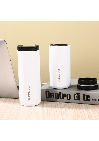 500 ml 304 Paslanmaz Çelik Yalıtımlı Bardak Araba Ofis Okul Su Şişesi (Bpa Içermez, Fda Sertifikası Yok)-Beyaz (Yurt Dışından)