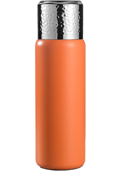 430 ml Çekiçle Dövülmüş Dokulu Kapaklı 316 Paslanmaz Çelik Yalıtımlı Su Şişesi ve Çay Süzgeci (Bpa Içermez, Fda Sertifikası Yok)-Turuncu (Yurt Dışından)