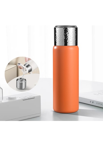430 ml Çekiçle Dövülmüş Dokulu Kapaklı 316 Paslanmaz Çelik Yalıtımlı Su Şişesi ve Çay Süzgeci (Bpa Içermez, Fda Sertifikası Yok)-Turuncu (Yurt Dışından) indirimleri