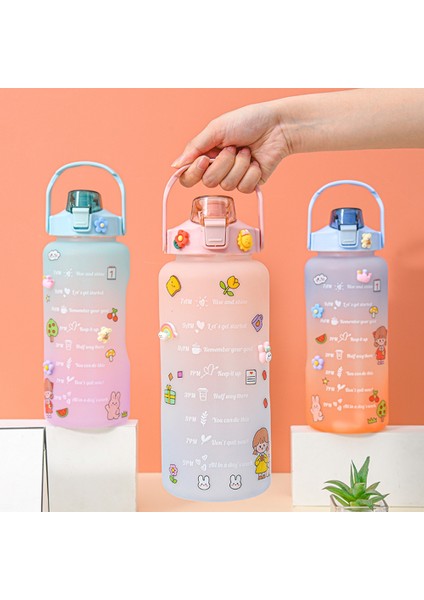 Ev Ofis Spor Salonu Için 2000 ml Motivasyonel Zaman Ölçeği Hatırlatıcısı Pipetli Su Şişesi Gradyanlı Içecek Su Isıtıcısı (Fda Sertifikası Yok, Bpa Içermez)-Mor Mavi (Yurt Dışından) modelleri