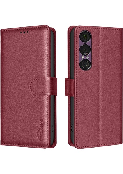 Sony Xperia 1 Vıı Için Litchi Dokulu Rfıd Pu Kılıf (Yurt Dışından)