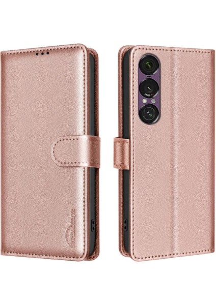 Sony Xperia 1 Vıı Için Litchi Dokulu Rfıd Pu Kılıf (Yurt Dışından)