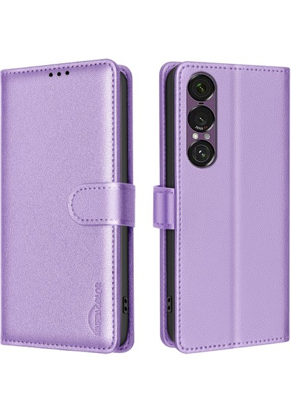 Sony Xperia 1 Vıı Için Litchi Dokulu Rfıd Pu Kılıf (Yurt Dışından)