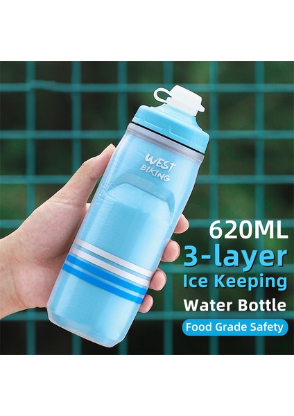 West Bıkıng YP0721046 Spor Yalıtımlı Su Şişesi Bisiklet Sıkma Pp5 Su Kabı 620 ml (Bpa Içermez, Fda Sertifikası Yok)-Siyah (Yurt Dışından) modelleri