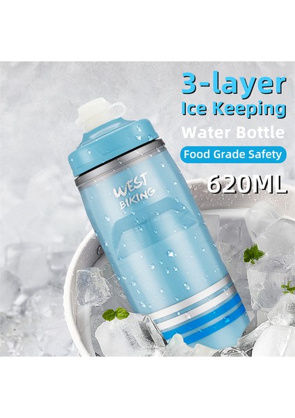 West Bıkıng YP0721046 Spor Yalıtımlı Su Şişesi Bisiklet Sıkma Pp5 Su Kabı 620 ml (Bpa Içermez, Fda Sertifikası Yok)-Siyah (Yurt Dışından) fırsatları