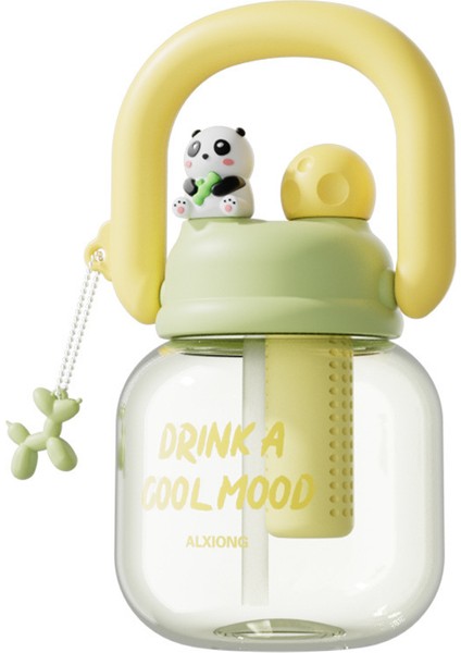 Panda Sevimli Süper Yüksek Görünümlü Karikatür Çift Içecek Çocuk Su Bardağı Büyük Kapasiteli Taşınabilir Tencere Pipetli Bardak Düşmeye Dayanıklı Plastik (Yurt Dışından)