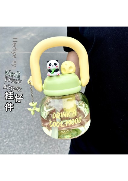 Panda Sevimli Süper Yüksek Görünümlü Karikatür Çift Içecek Çocuk Su Bardağı Büyük Kapasiteli Taşınabilir Tencere Pipetli Bardak Düşmeye Dayanıklı Plastik (Yurt Dışından) fiyatları