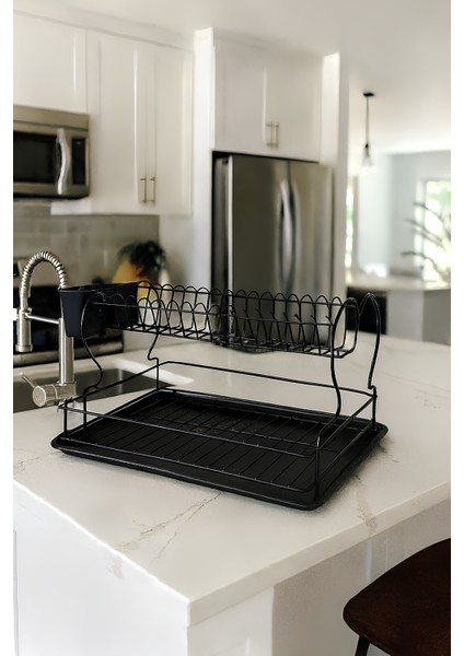 Hayat Boyu Paslanmaz Bulaşıklık Bulaşık Sepeti Ikili Tabaklık Siyah fiyatları