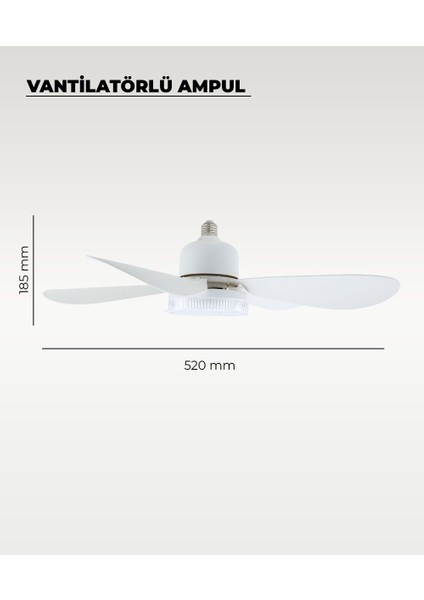 5 Kanatlı Vantilatör LED Ampul 3 Renk - Kumandalı fiyatları