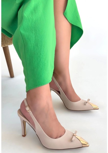 Joye Bej Cilt Topuklu Ayakkabı