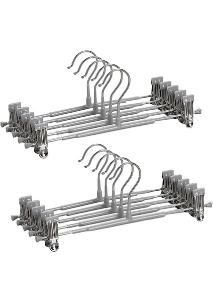 12 Inç Ağır Hizmet Tipi Pantolon Etek Askıları Klipsli, Kot Pantolonlar Için Metal Pantolon Askısı Siyah Dokumasız Şortlar 10'lu Paket Gri (Yurt Dışından)