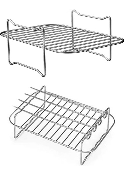 Hava Fritöz Rafı Çift Sepetli Hava Fritözleri Paslanmaz Çelik Izgara Tutucu Hava Fritöz Aksesuarları Pişirme Rafı Tost Rafı (Yurt Dışından)