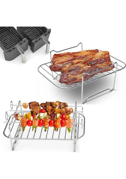 Hava Fritöz Rafı Çift Sepetli Hava Fritözleri Paslanmaz Çelik Izgara Tutucu Hava Fritöz Aksesuarları Pişirme Rafı Tost Rafı (Yurt Dışından) fiyatları