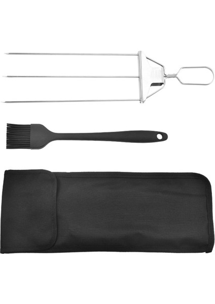 Barbekü Izgarası Için 3 Çatallı Paslanmaz Çelik Şiş Seti, Itme Çubuğu Kaydırıcısı ile Kolay Yiyecek Çıkarma (Yurt Dışından)