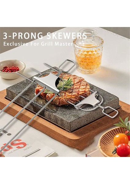 Barbekü Izgarası Için 3 Çatallı Paslanmaz Çelik Şiş Seti, Itme Çubuğu Kaydırıcısı ile Kolay Yiyecek Çıkarma (Yurt Dışından) modelleri
