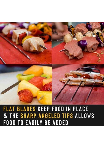 Barbekü Izgarası Için 3 Çatallı Paslanmaz Çelik Şiş Seti, Itme Çubuğu Kaydırıcısı ile Kolay Yiyecek Çıkarma (Yurt Dışından) fırsatları